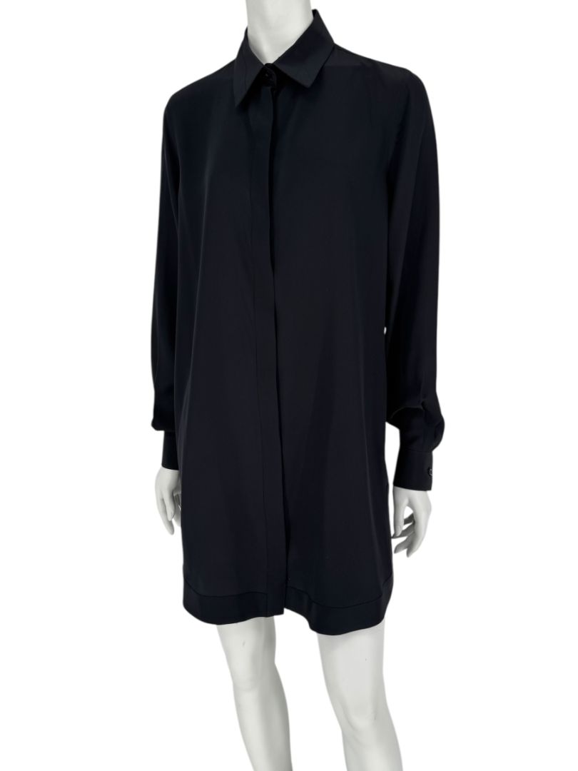 Givenchy Black Silk Tunic Shirt Dress – Size FR 42 (Fits Like M/L)