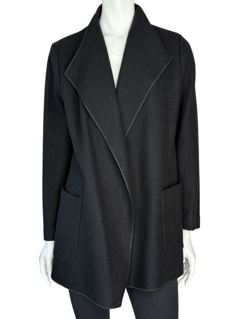 NWT Agnona Black 100% Cashmere Open-Front Coat – Size IT 46 / US 10