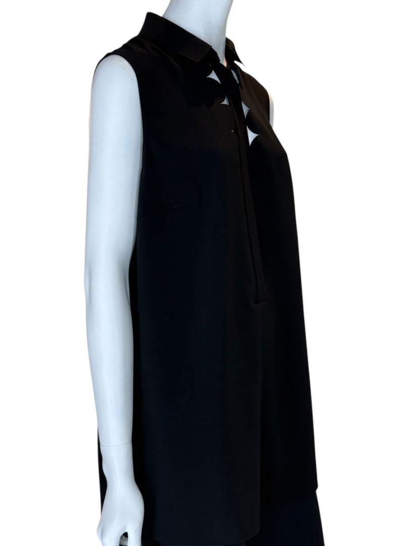 Akris Punto Black Sleeveless Scalloped Detail Tunic Top – Size 10