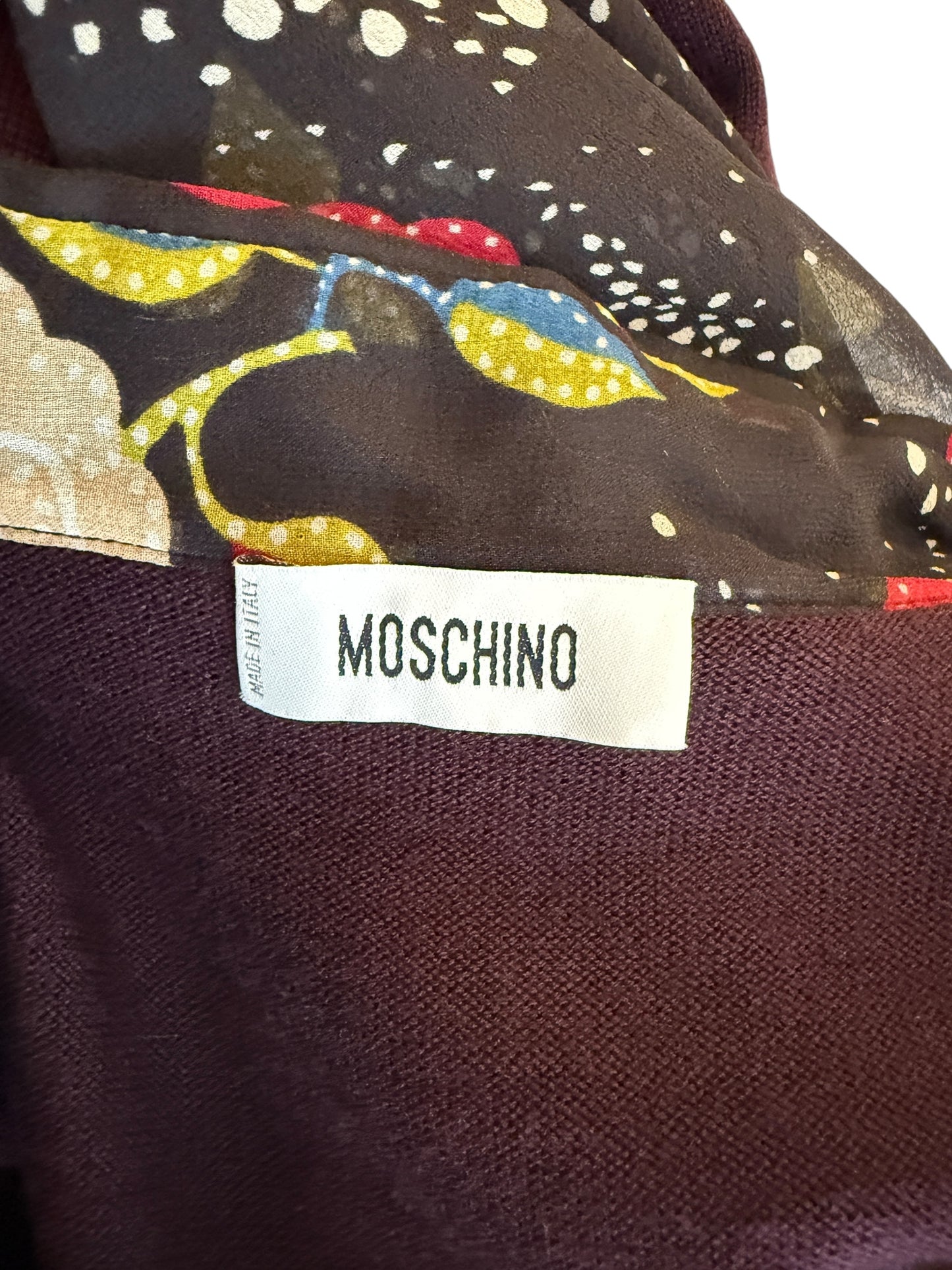 Moschino Virgin Wool Sweater with Sheer Floral Sleeves – Size 8 (IT 38)
