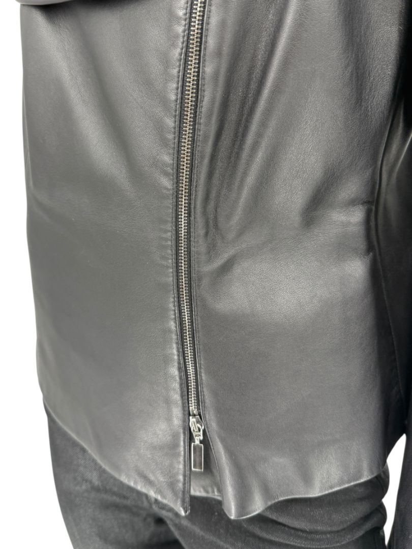 Armani Collezioni Black Leather Sculpted Jacket – Size 12