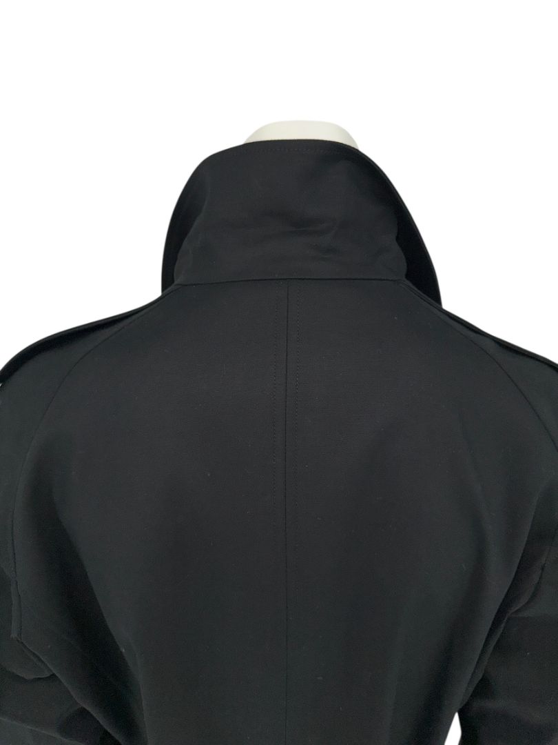 Burberry London Black Wool & Cashmere Belted Trench Coat - Size 14 US