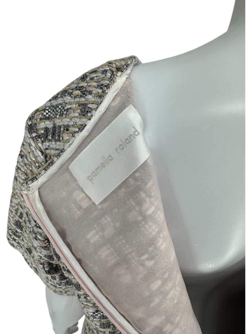 Pamella Roland Metallic Tweed Sheath Dress