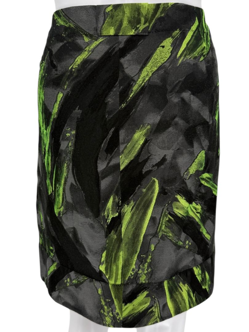 Lafayette 148 New York Green & Black Abstract Bubble Skirt – Size 8
