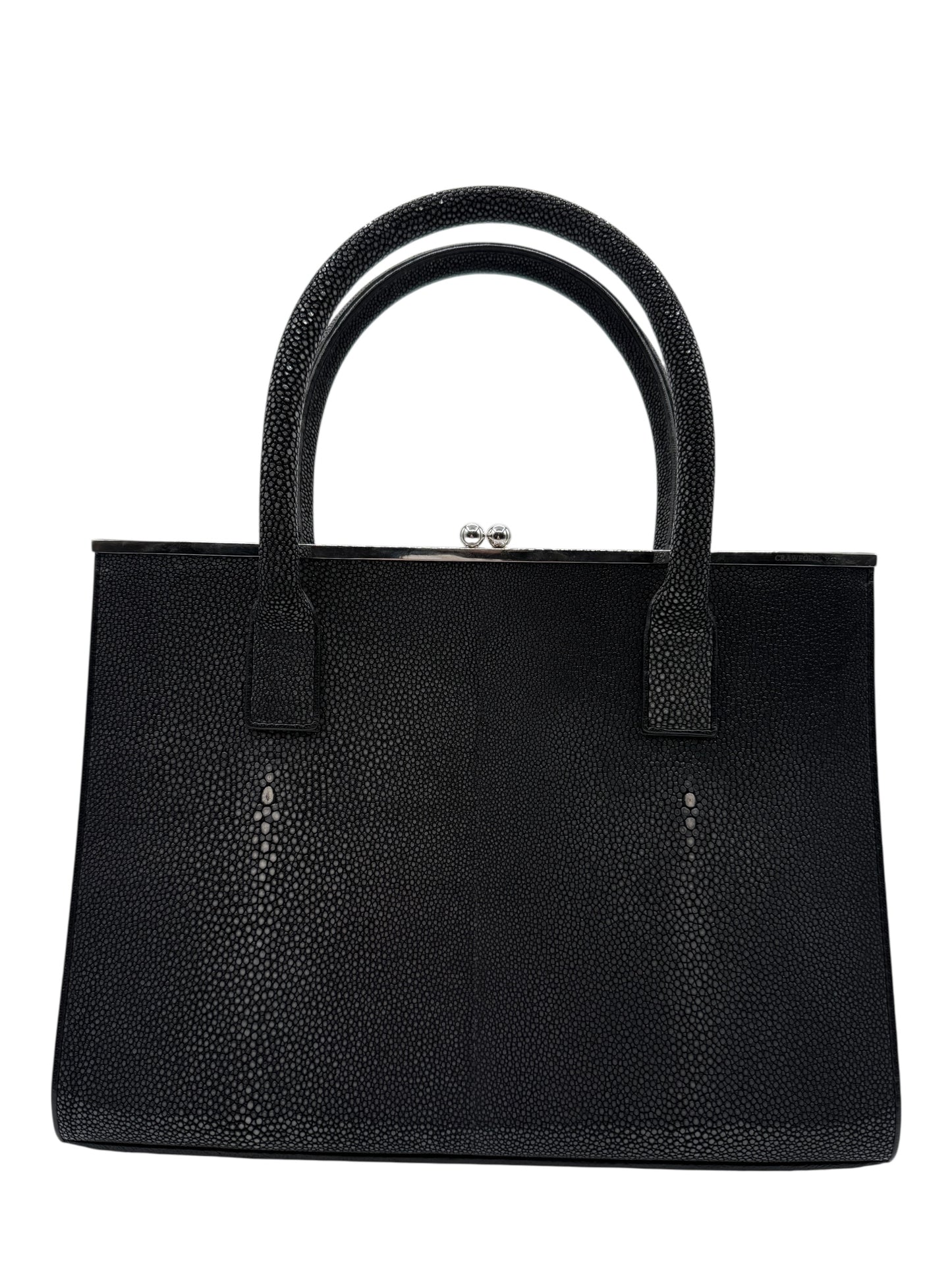 Crawford Black Shagreen/Stingray Top Handle Bag w/ 925 Silver Hardware