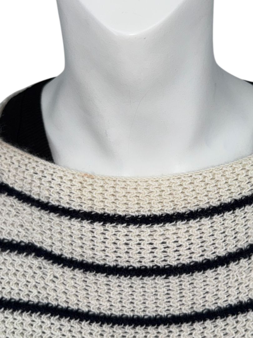 The Row Ivory & Navy Cashmere Striped Boatneck Sweater – Size S