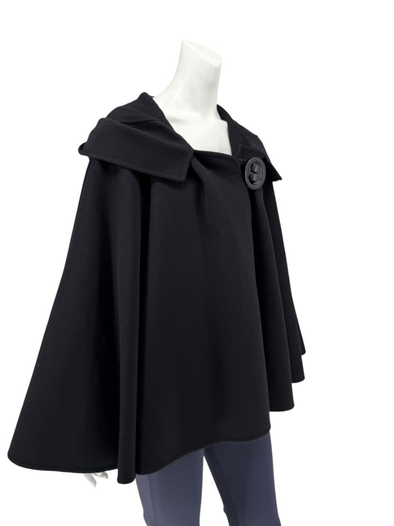 Giorgio Armani Black Wool-Cashmere Hooded Cape – Size IT 46 / US 10