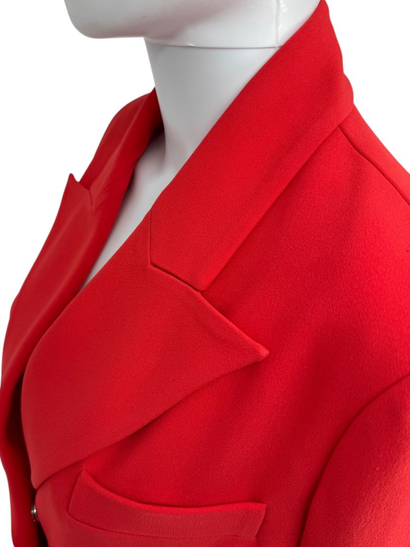 Pamella Roland Red Crystal-Embellished Double-Breasted Pant Suit – Large
