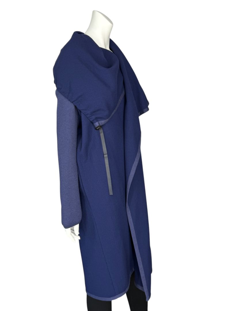 Agnona Navy Wool & Silk Hooded Longline Coat – Size IT 40