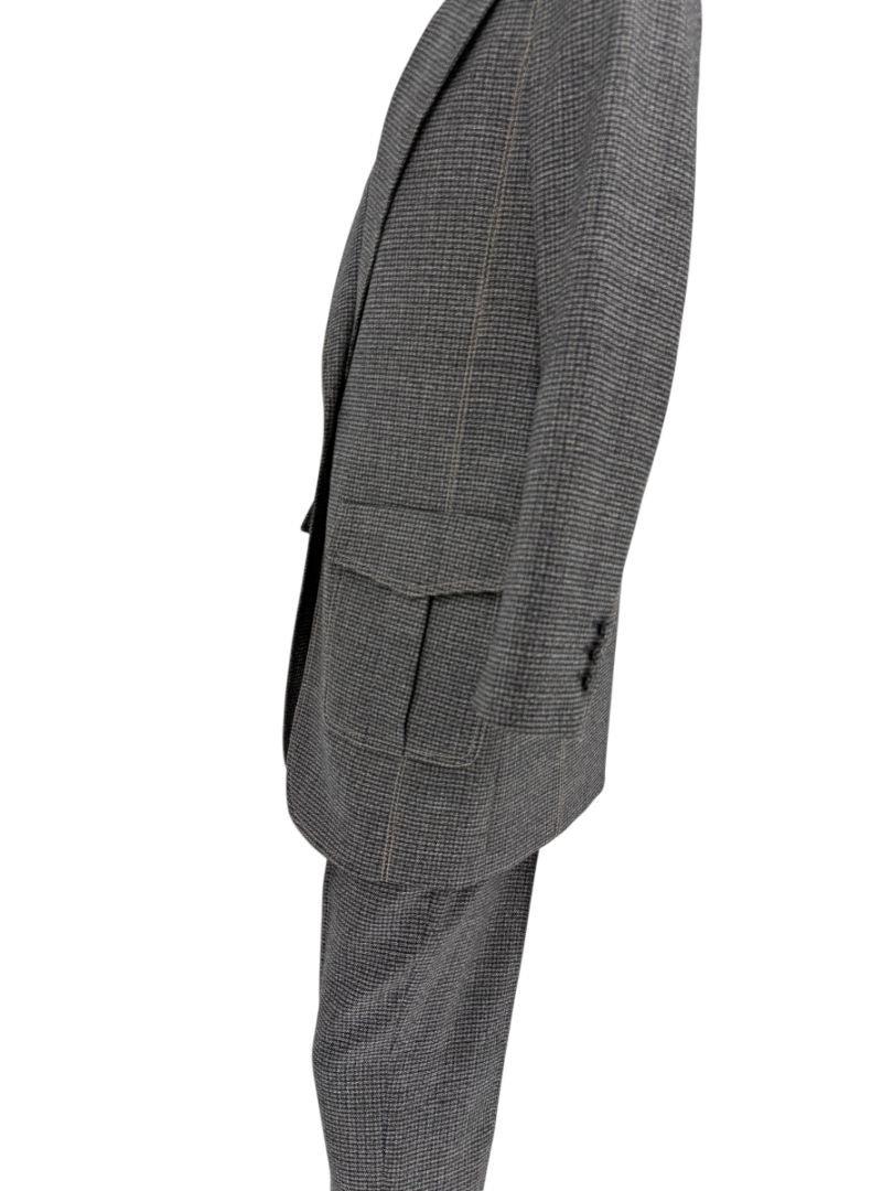 Fendi Roma Grey Wool-Blend Checked Pantsuit – Size IT 42 (Jacket) / IT 40 (Pants)