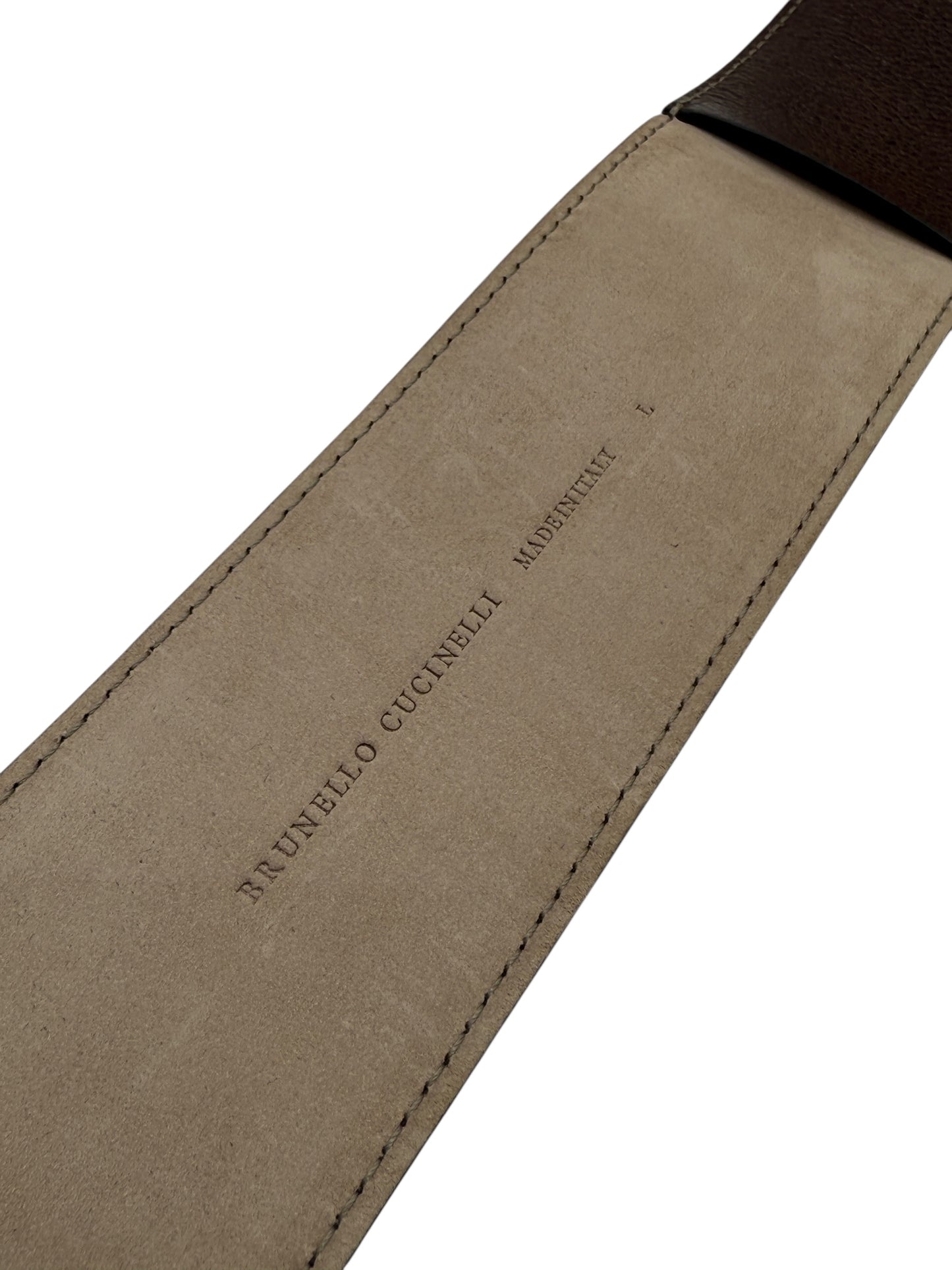 Brunello Cucinelli Brown Leather Wide Waist Belt L – Monili Bead Detail Made in Italy