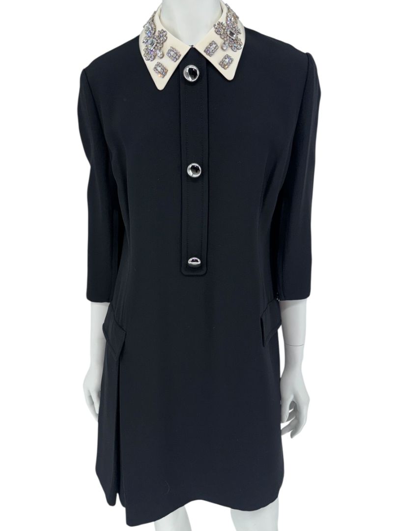 PRADA Black Embellished Collar Dress – Size IT 46