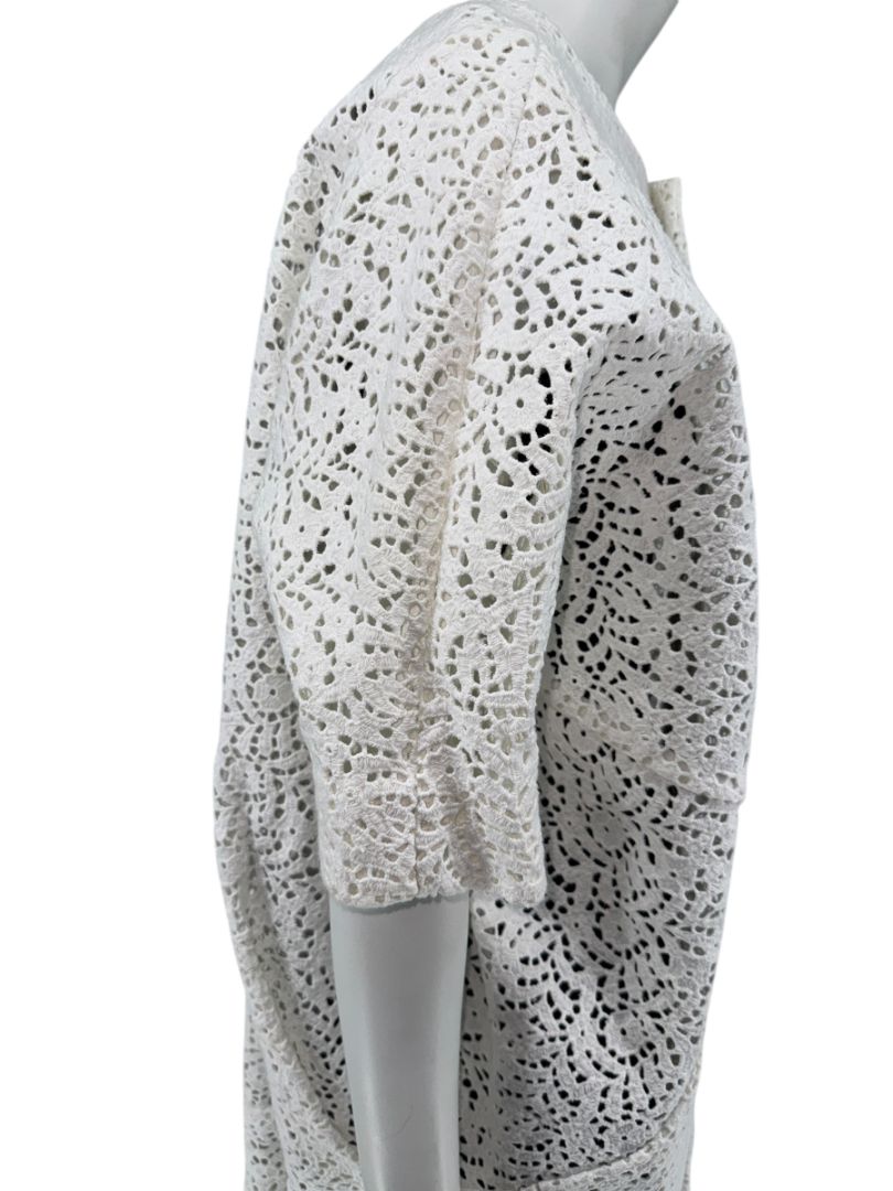 Maria Cornejo White Cotton Eyelet Cocoon Coat – Size 6