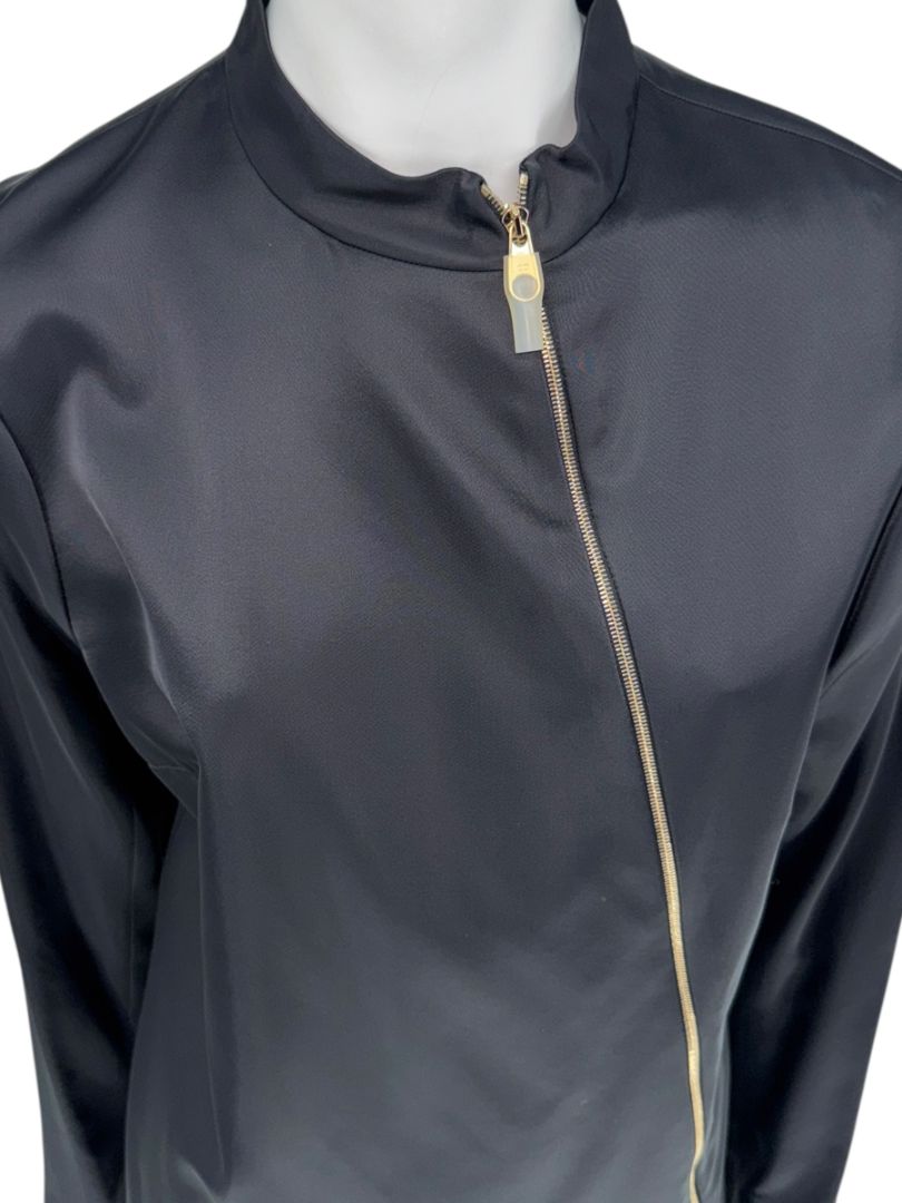 Christian Dior Black Asymmetric-Zip Blouse – Size FR 44 (US 12)