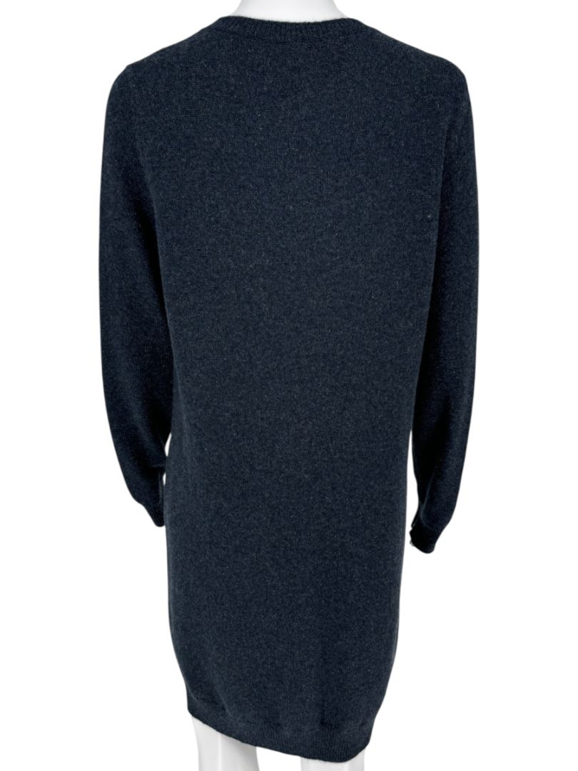 Loro Piana Navy Cashmere Split-Neck Tunic Sweater Dress – Size L