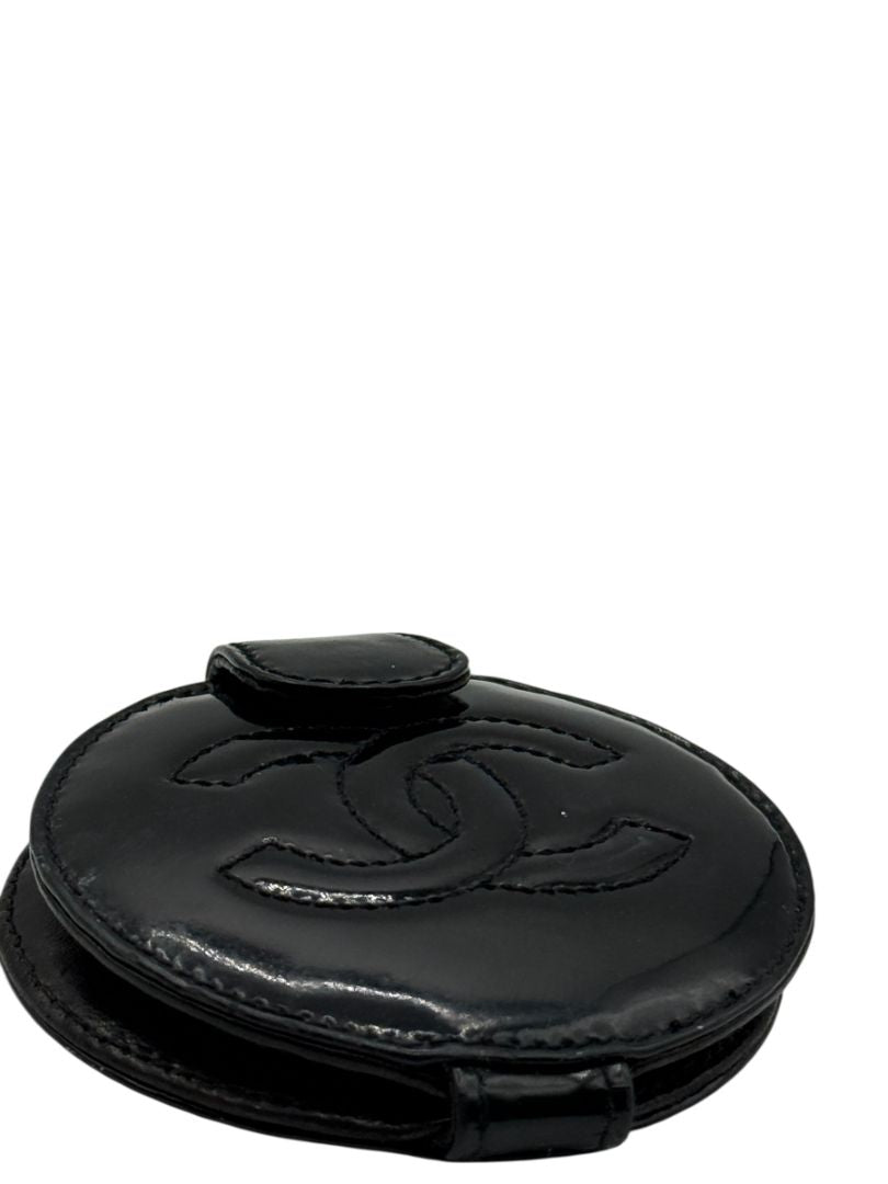 Chanel Black Patent Leather "CC" Folding Mirror – Vintage 