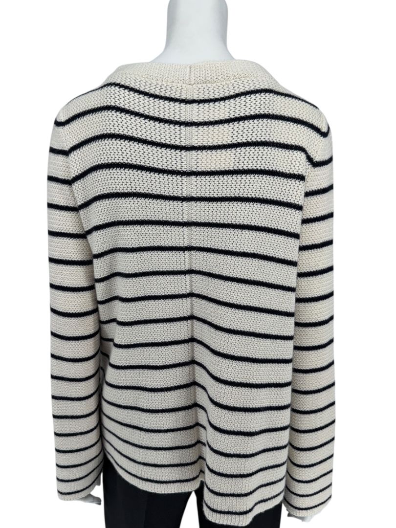The Row Ivory & Navy Cashmere Striped Boatneck Sweater – Size S
