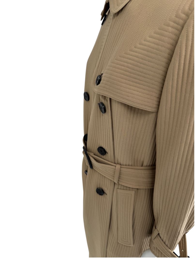 Valentino Camel Quilted Longline Trench Coat – Size IT 44 / US 10