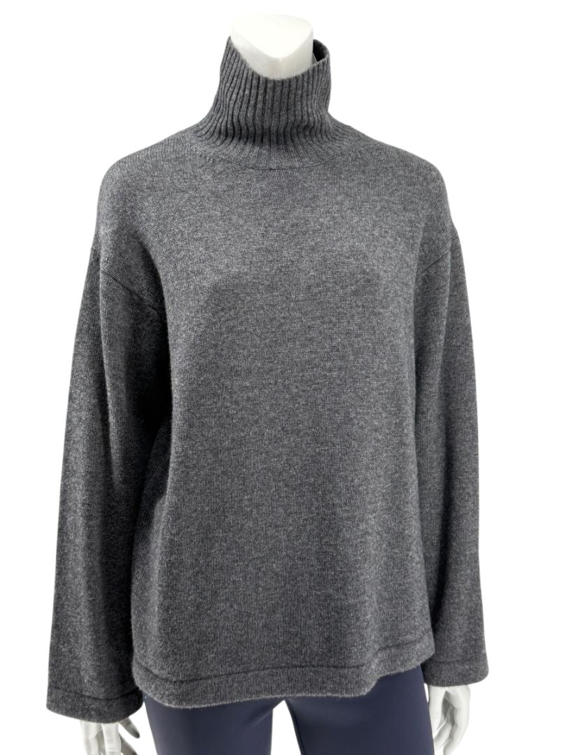 ‘S MaxMara Charcoal Wool-Cashmere Turtleneck Sweater – Size S