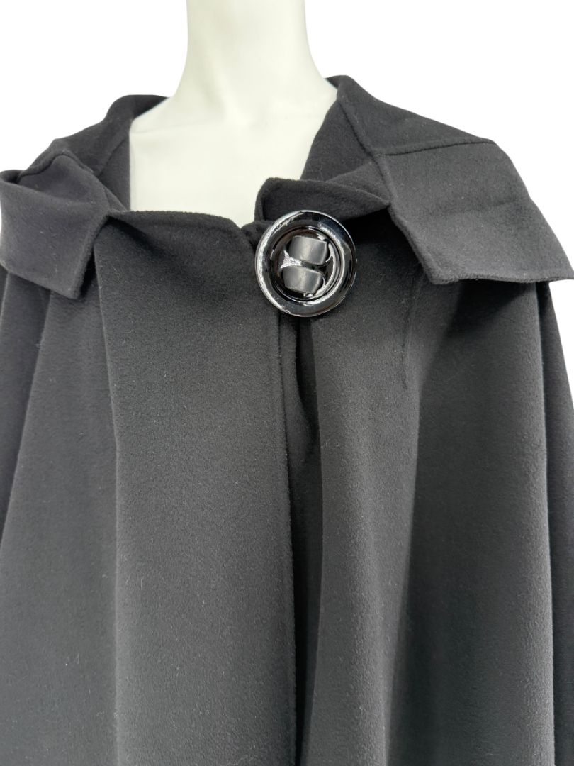 Giorgio Armani Black Wool-Cashmere Hooded Cape – Size IT 46 / US 10