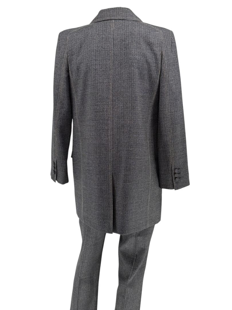 Fendi Roma Grey Wool-Blend Checked Pantsuit – Size IT 42 (Jacket) / IT 40 (Pants)
