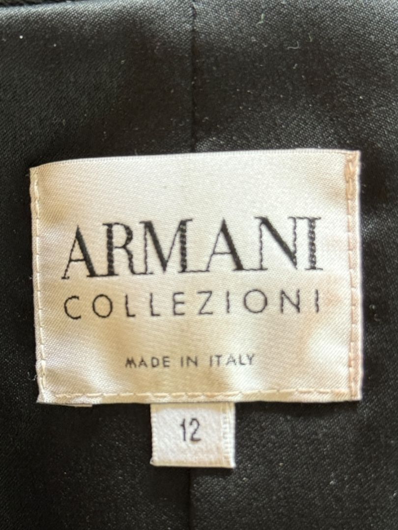 Armani Collezioni Black Leather Sculpted Jacket – Size 12