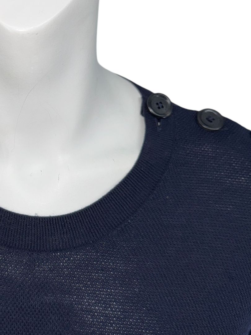 Louis Vuitton Navy Knit Tunic Dress with Printed Hem - Size L
