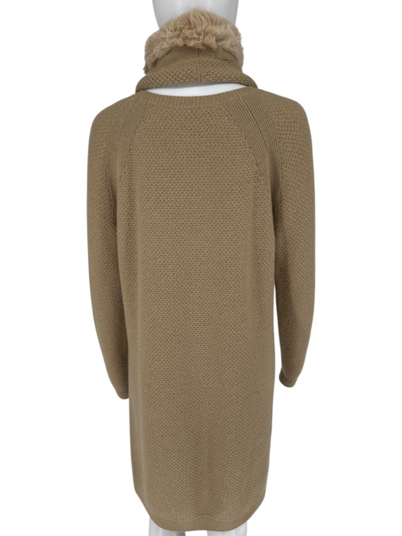 Loro Piana Camel Baby Cashmere Tunic Sweater with Chinchilla Trim – Size IT 44