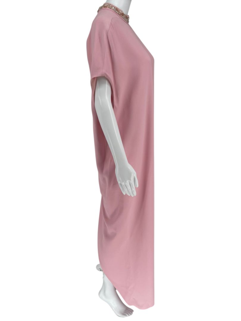 Pamella Roland Blush Embellished Neck Column Dress – Large