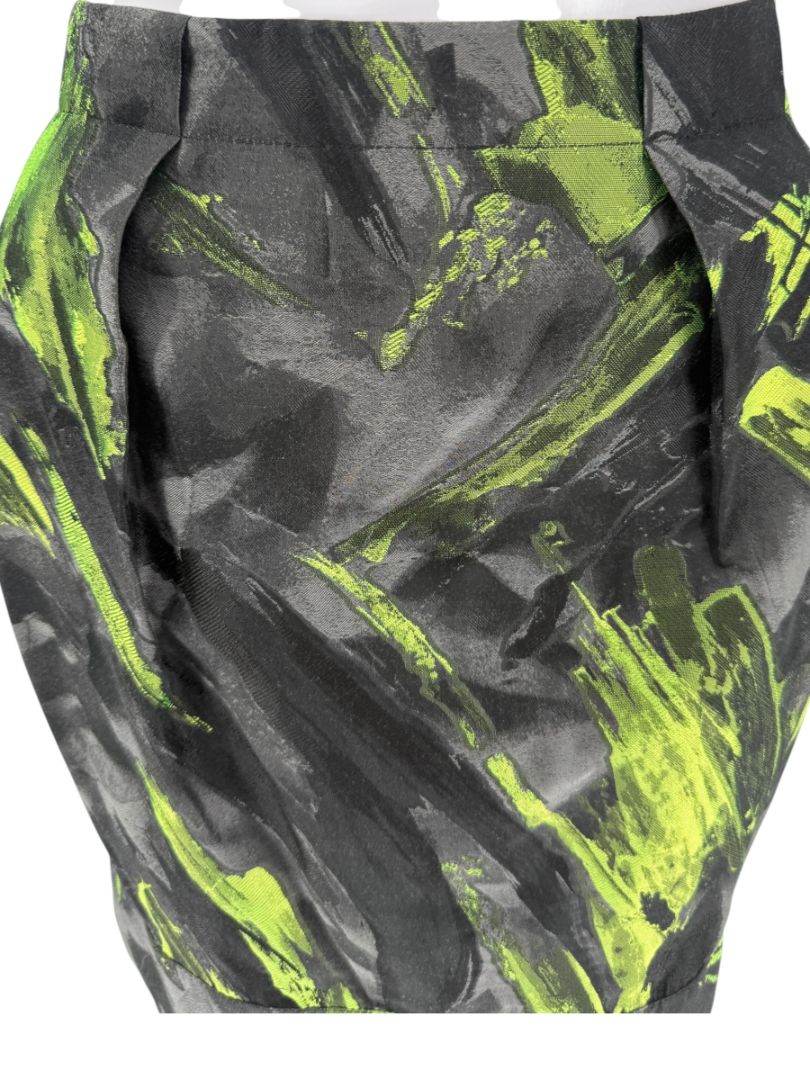 Lafayette 148 New York Green & Black Abstract Bubble Skirt – Size 8