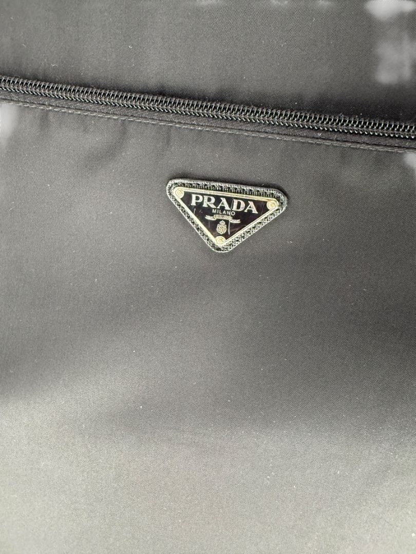 Prada Black Nylon Rolling Suitcase with Saffiano Leather Trim – 26.5" x 17.5" x 9.5"