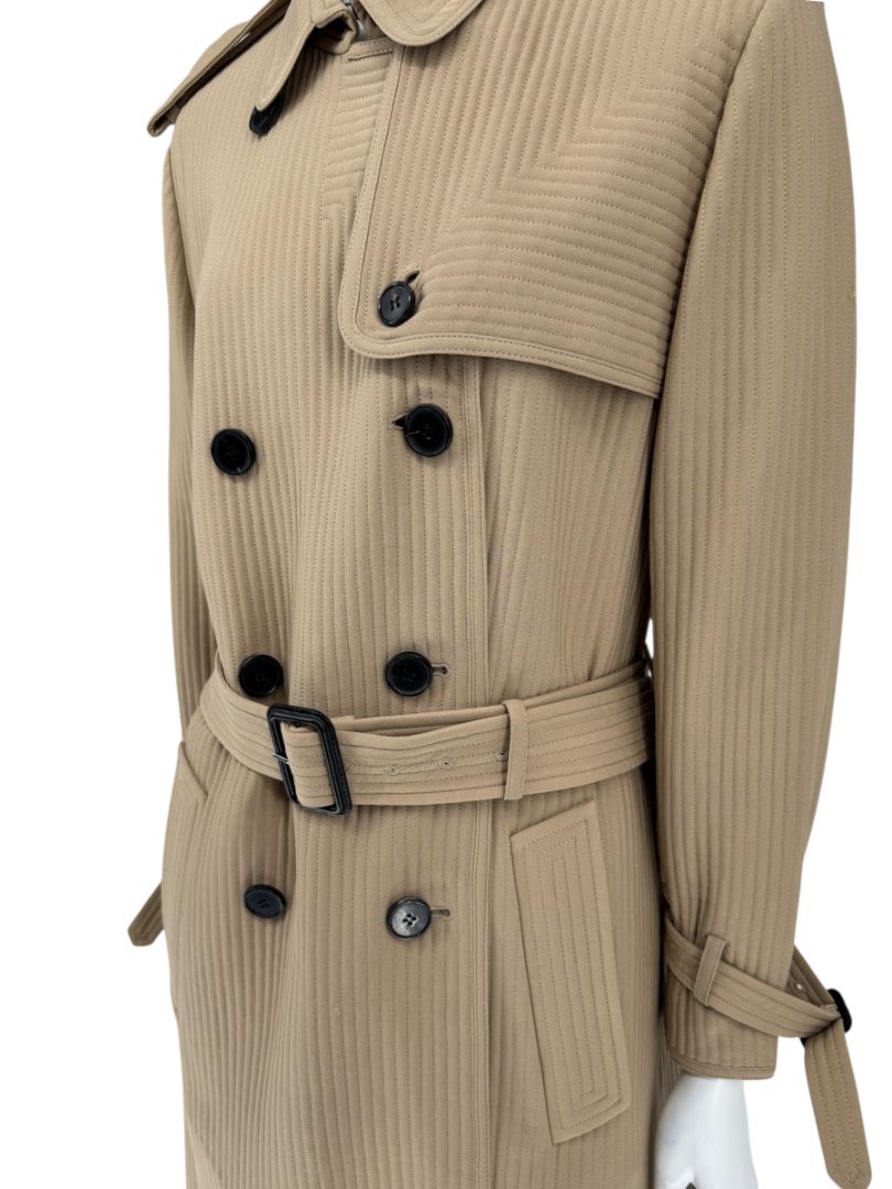 Valentino Camel Quilted Longline Trench Coat – Size IT 44 / US 10