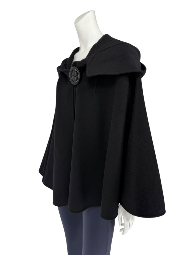 Giorgio Armani Black Wool-Cashmere Hooded Cape – Size IT 46 / US 10
