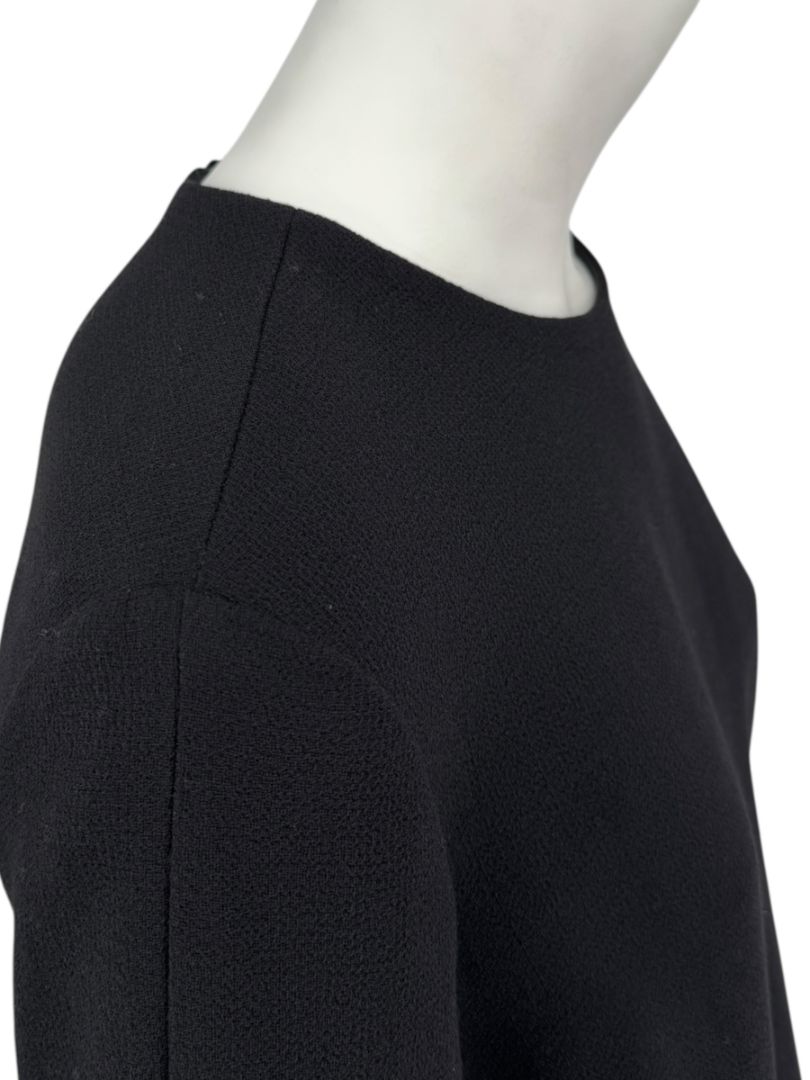Lela Rose Black Wool-Blend Bell Sleeve Top with Pearl Trim – Size 6