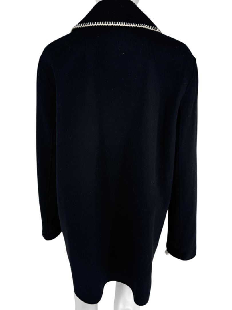 Theory Black Wool-Cashmere Stitch Overlay Coat – Size M
