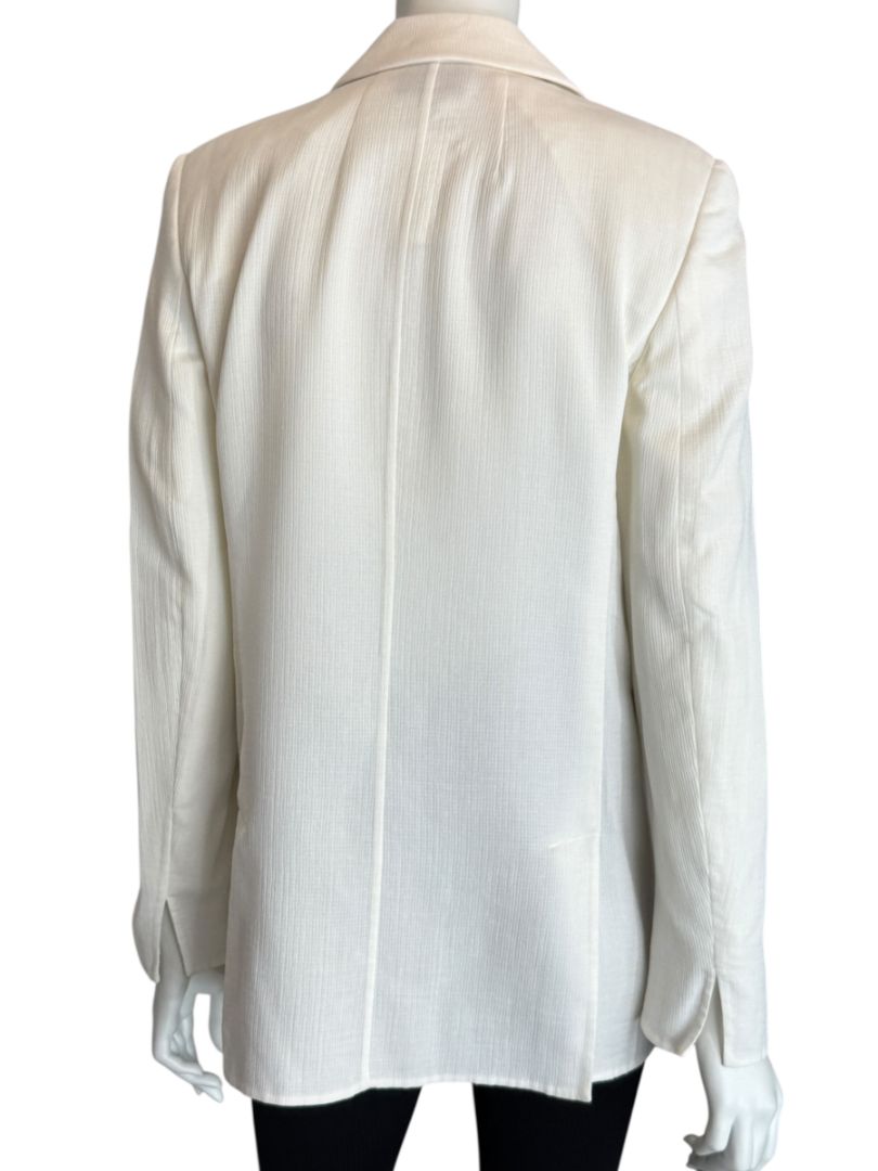 Akris White Textured Cotton-Silk Blend Blazer – Size 8