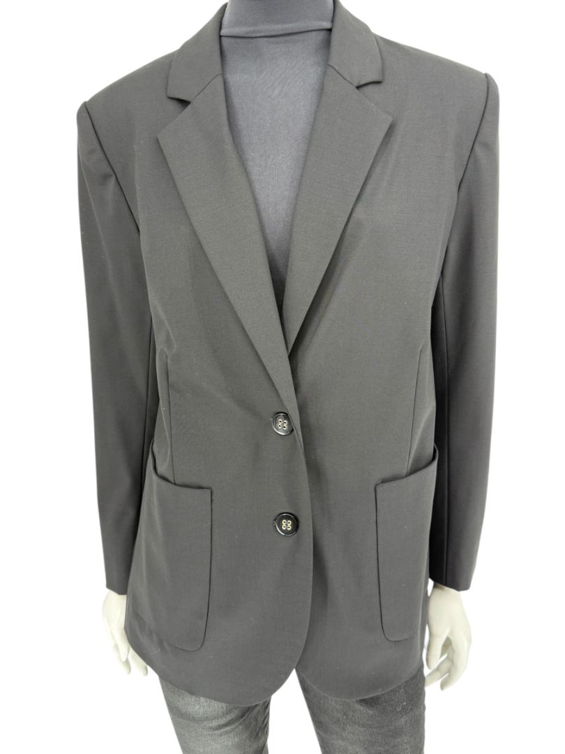 Pamella Roland Black Blazer Jacket Women’s Large – Classic 2 Button Wool Blend Career Workwear