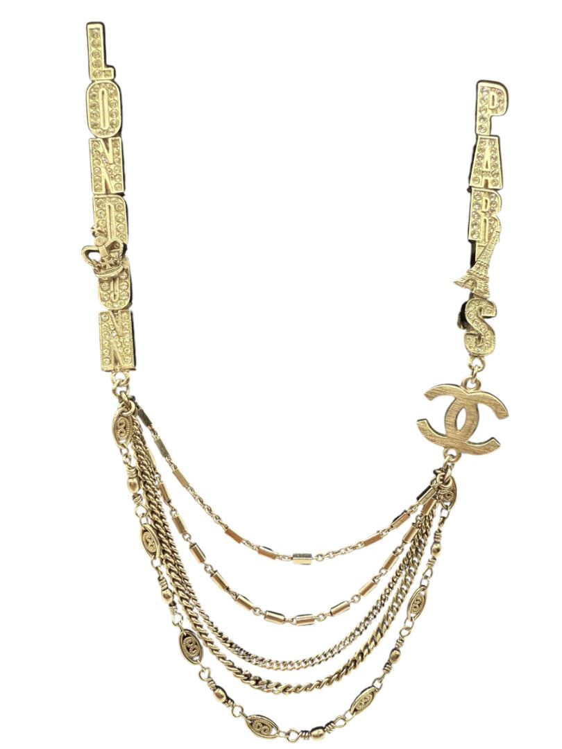 Chanel Crystal CC London–Paris Multi-Strand Chain Brooch – Silver Tone (Fall 2008)