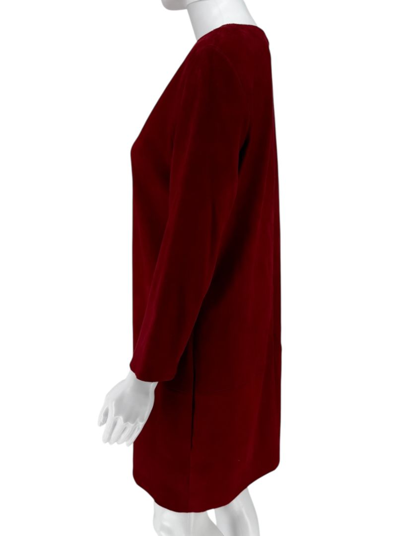 The Row Ruby Red Suede Sheath Dress – Size 8