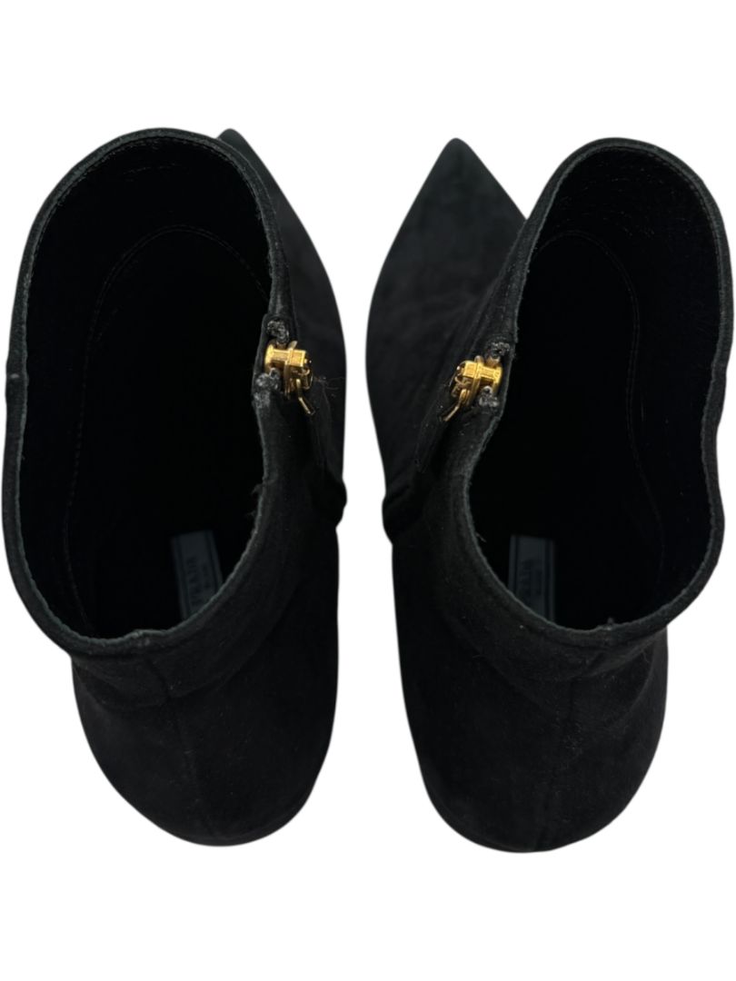 Prada Black Suede Pointed-Toe Booties – Size 39
