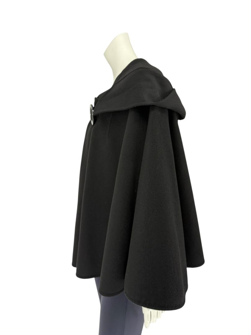 Giorgio Armani Black Wool-Cashmere Hooded Cape – Size IT 46 / US 10