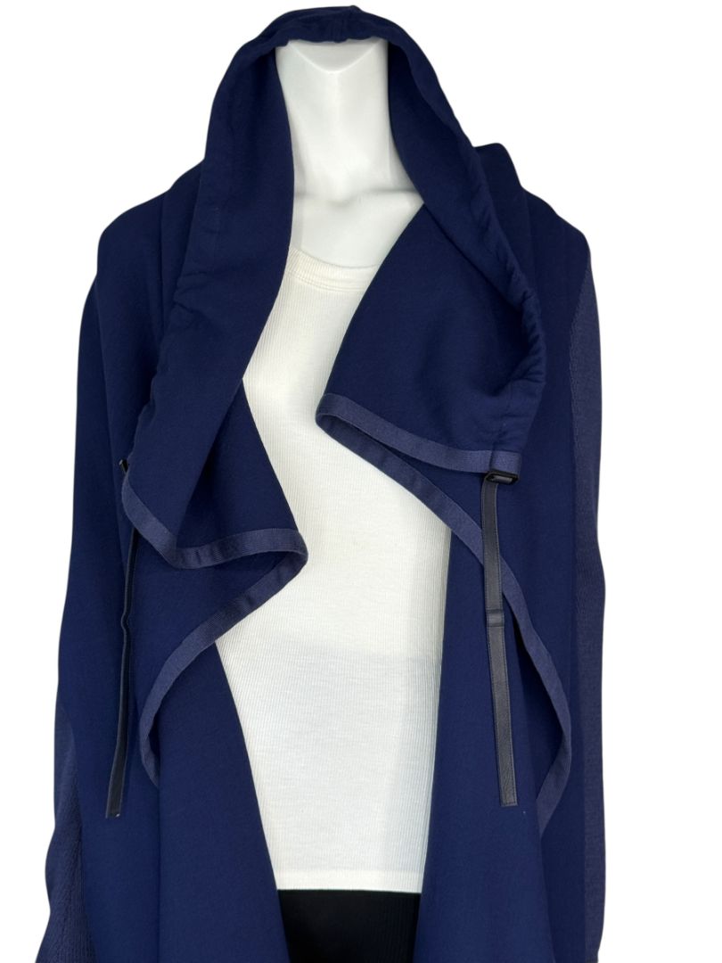 Agnona Navy Wool & Silk Hooded Longline Coat – Size IT 40