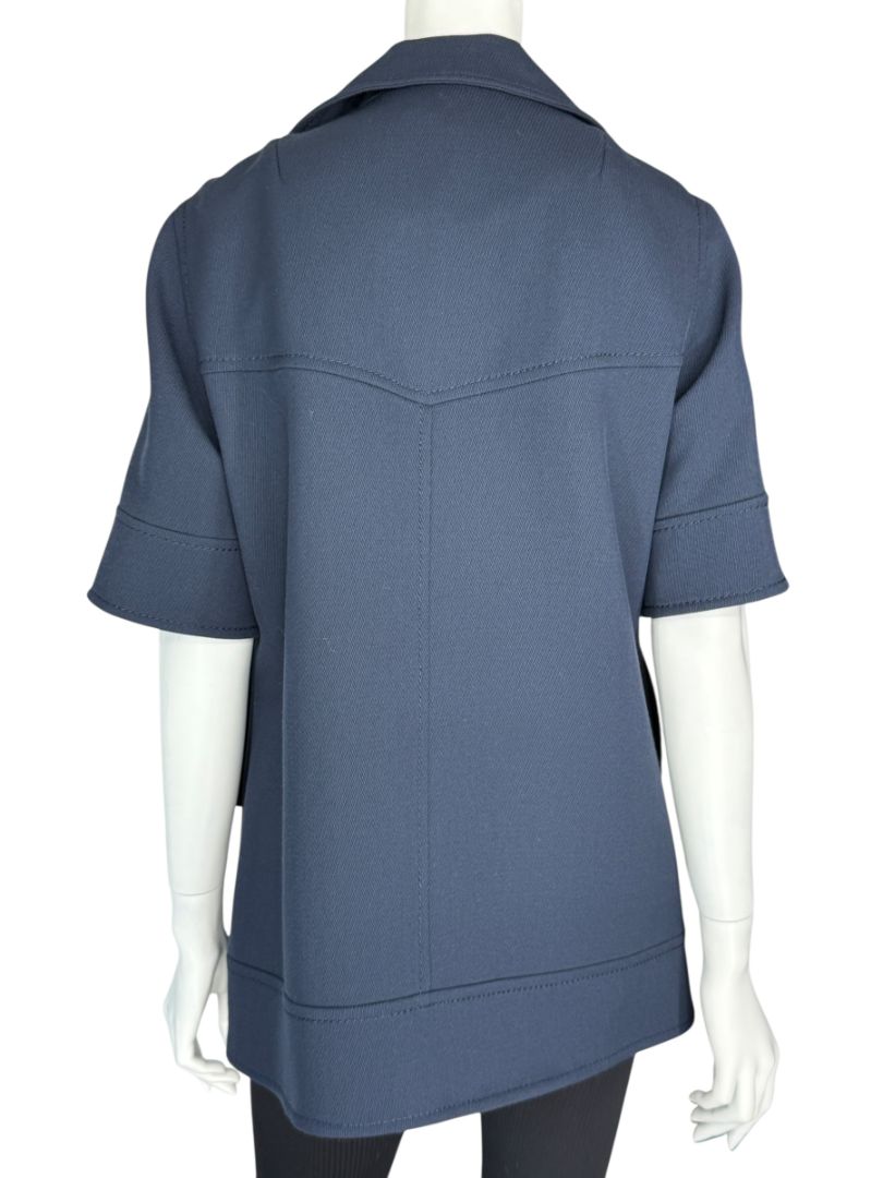 Akris Punto Navy Virgin Wool Short-Sleeve Coat – Size US 8