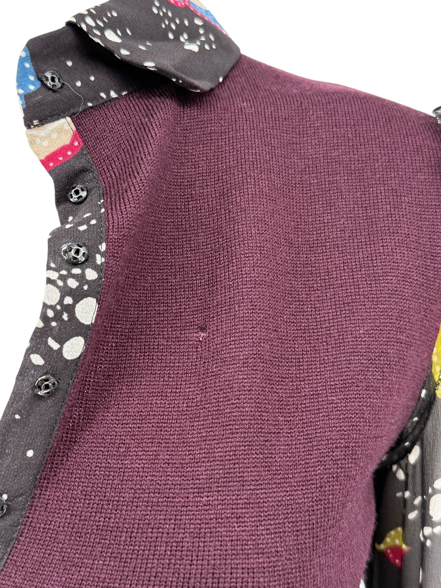 Moschino Virgin Wool Sweater with Sheer Floral Sleeves – Size 8 (IT 38)