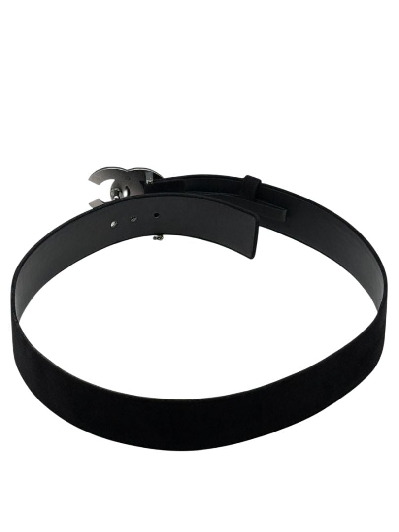 Chanel Ruthenium Chain-Fringe CC Belt – Black Suede – Very Good Condition