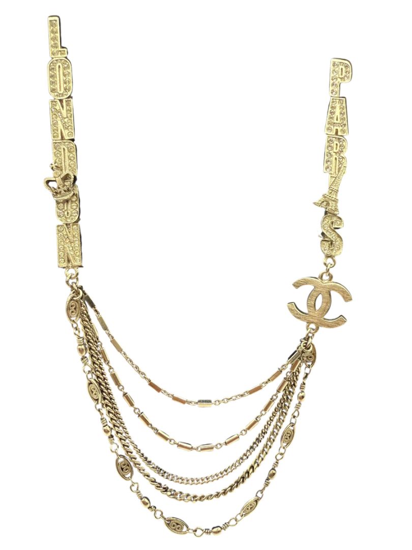 Chanel Crystal CC London–Paris Multi-Strand Chain Brooch – Silver Tone (Fall 2008)