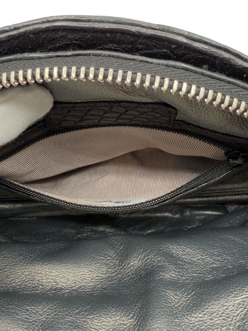 Darby Scott x Dennis Basso Black Faux Fur & Embossed Leather Satchel – Very Good Preowned Condition