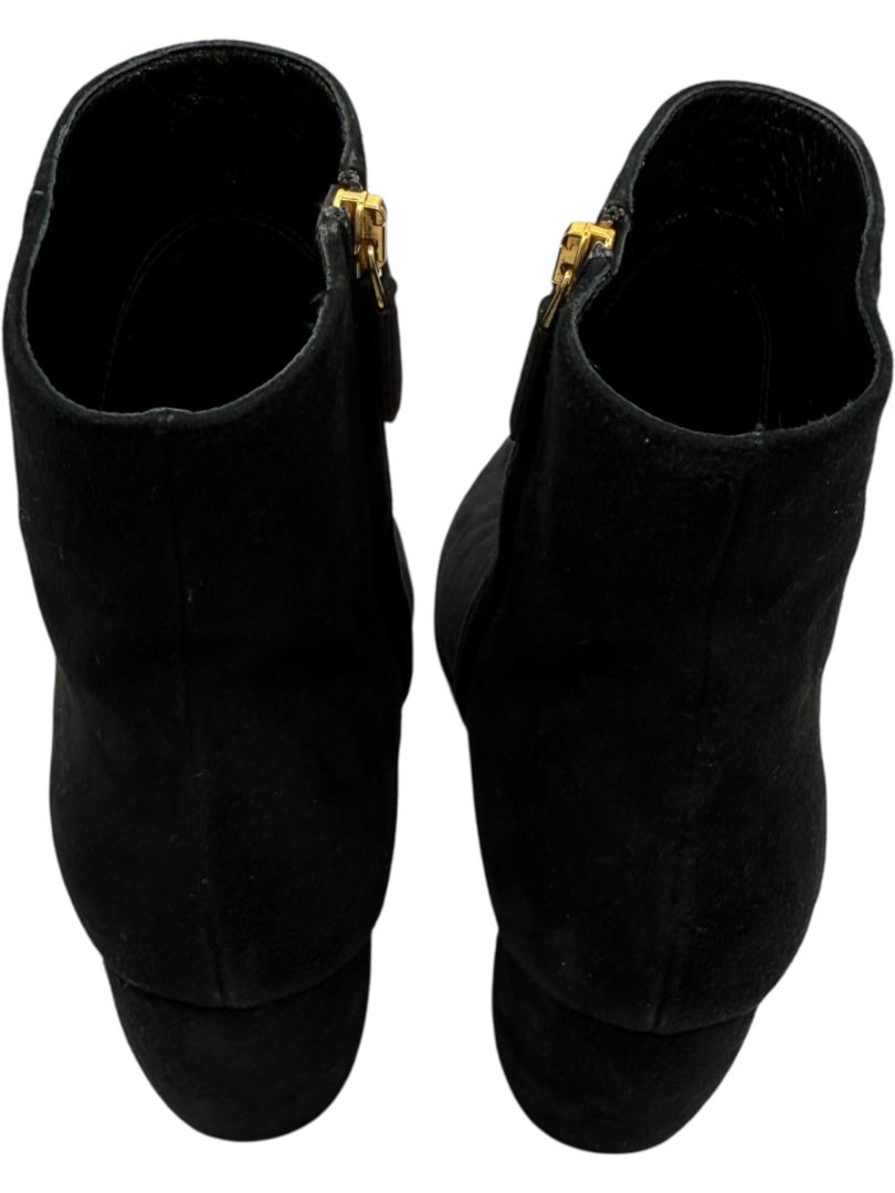 Prada Black Suede Pointed-Toe Booties – Size 39