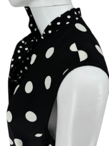 Andrew Gn Black & White Polka Dot Sleeveless Silk Shift Dress - Size 46