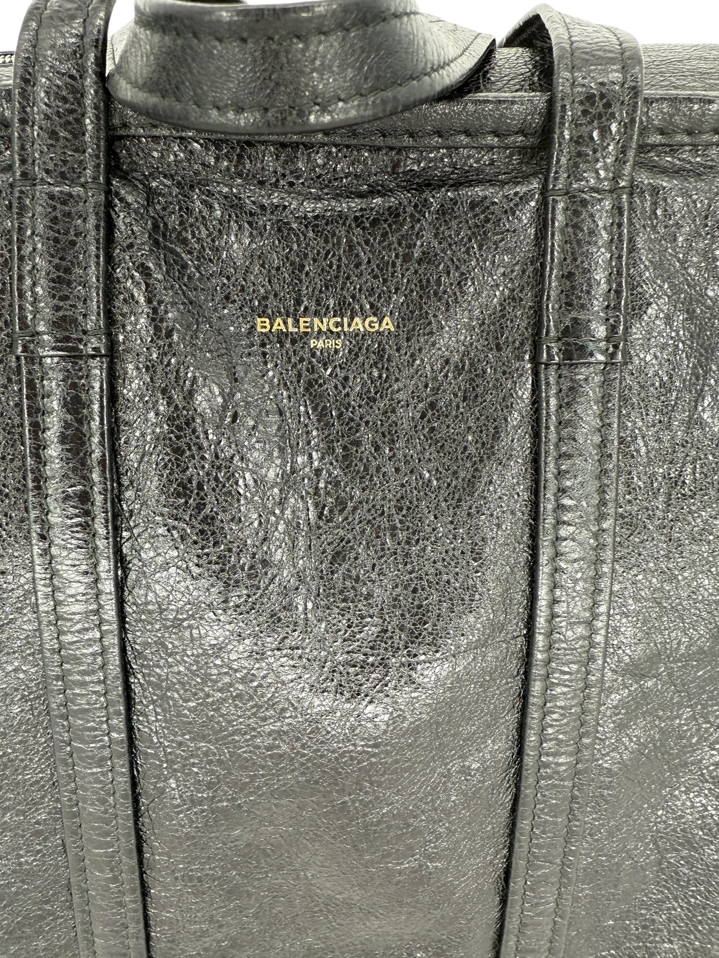 Balenciaga Black Arena Leather Bazar Shopper Tote Bag - XL